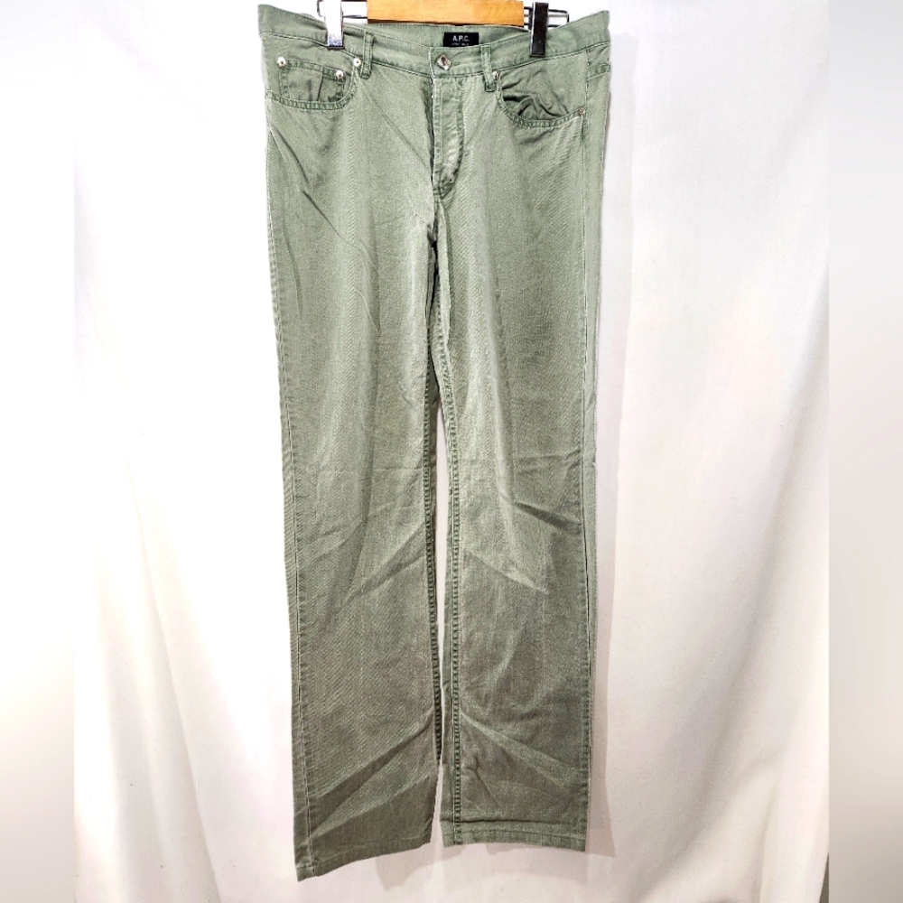 Unique A.P.C. New Cure H 100% Cotton Seafoam Green Slim Tapered Fit Chinos sz 32